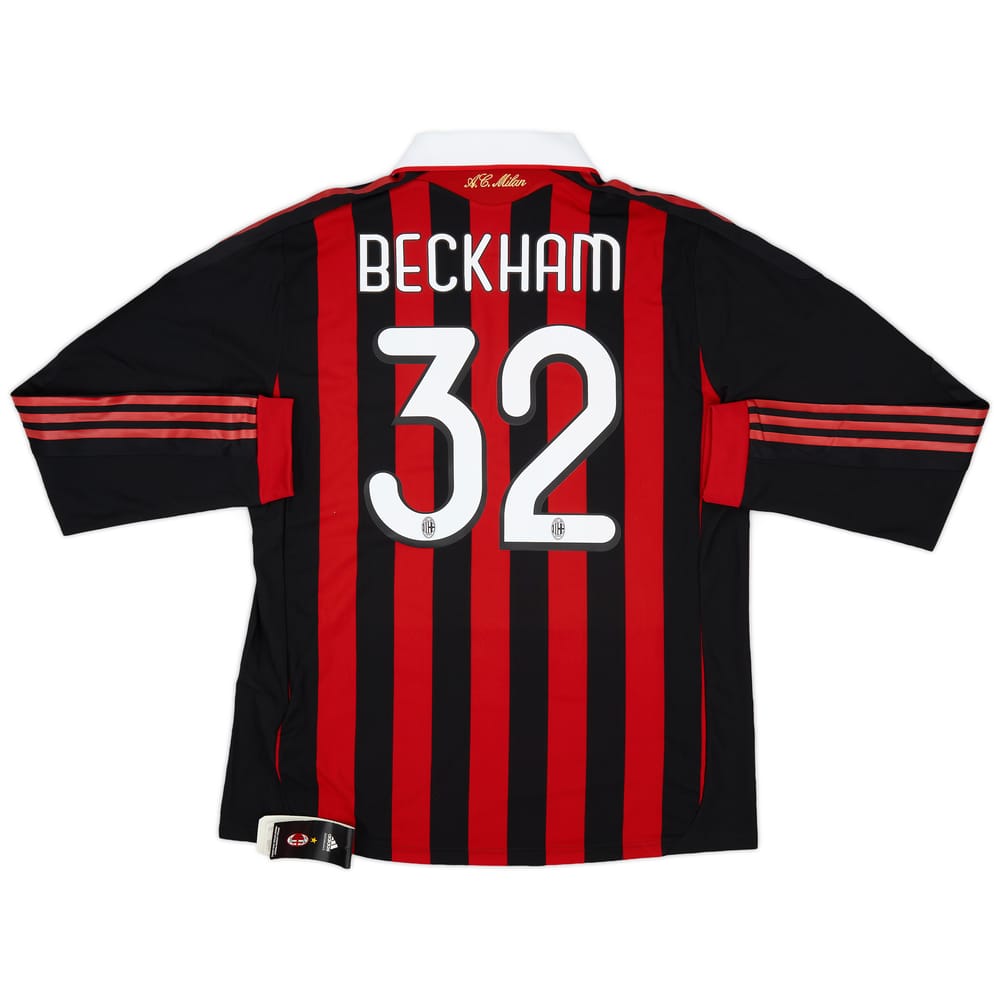 2009-10 AC Milan Player Issue Home L/S Shirt Beckham #32 (XL)