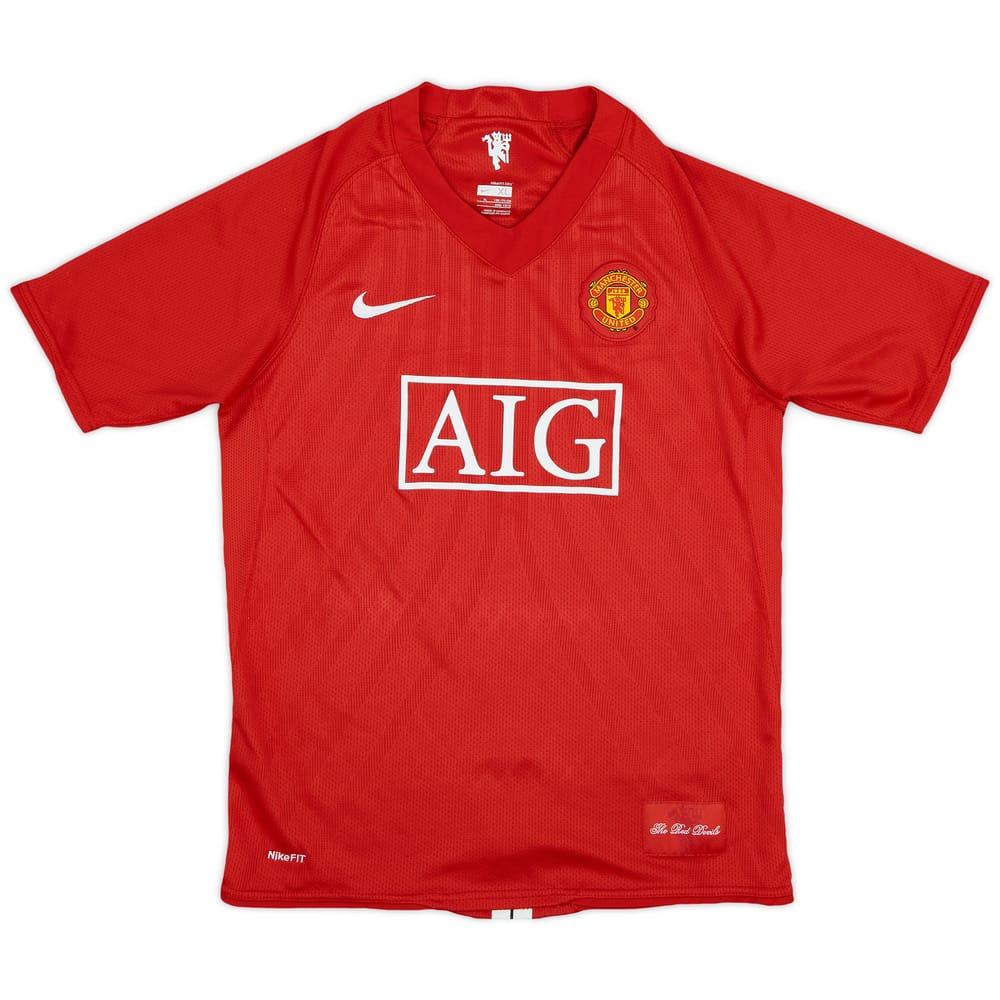 2007-09 Manchester United Home Shirt - 9/10 - (XL.Boys)