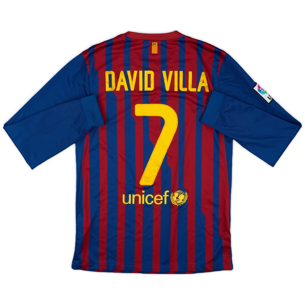 2011-12 Barcelona Home L/S Shirt David Villa #7 - 5/10 - (S)