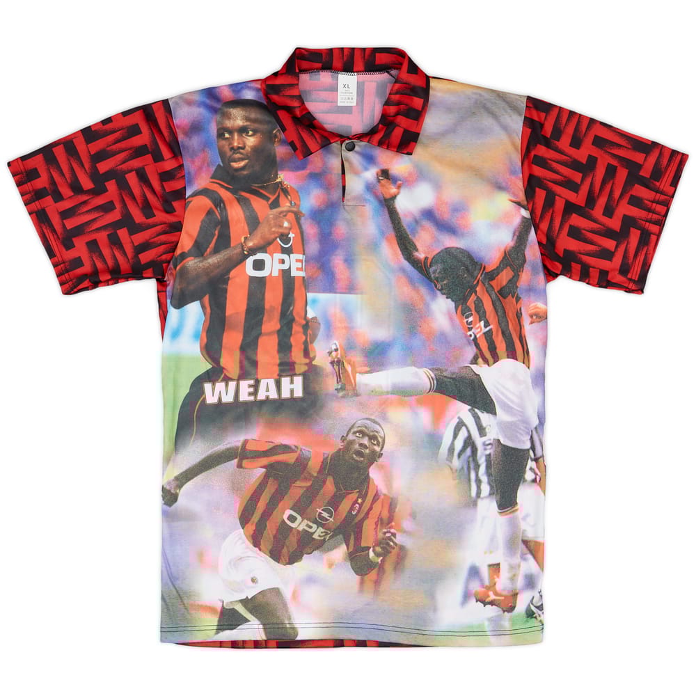 1996-97 AC Milan Graphic Shirt Weah #9 - 9/10 - (XL)