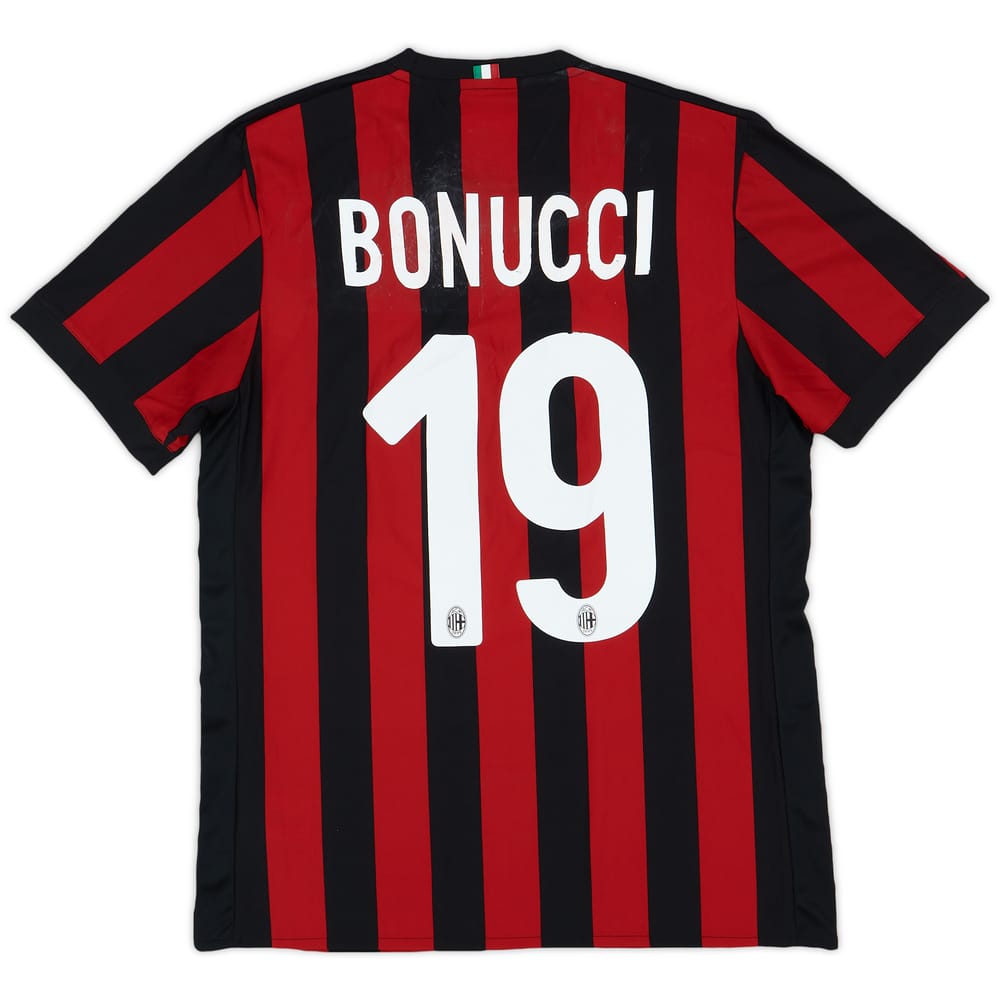 2017-18 AC Milan Home Shirt Bonucci #19 - 5/10 - (M)