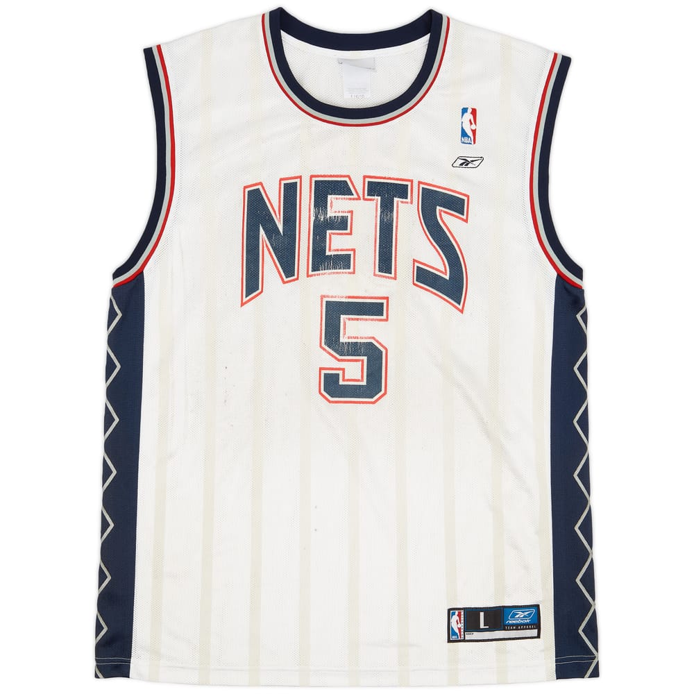 2002-06 New Jersey Nets Kidd #5 Reebok Home Jersey - 5/10 - (L)