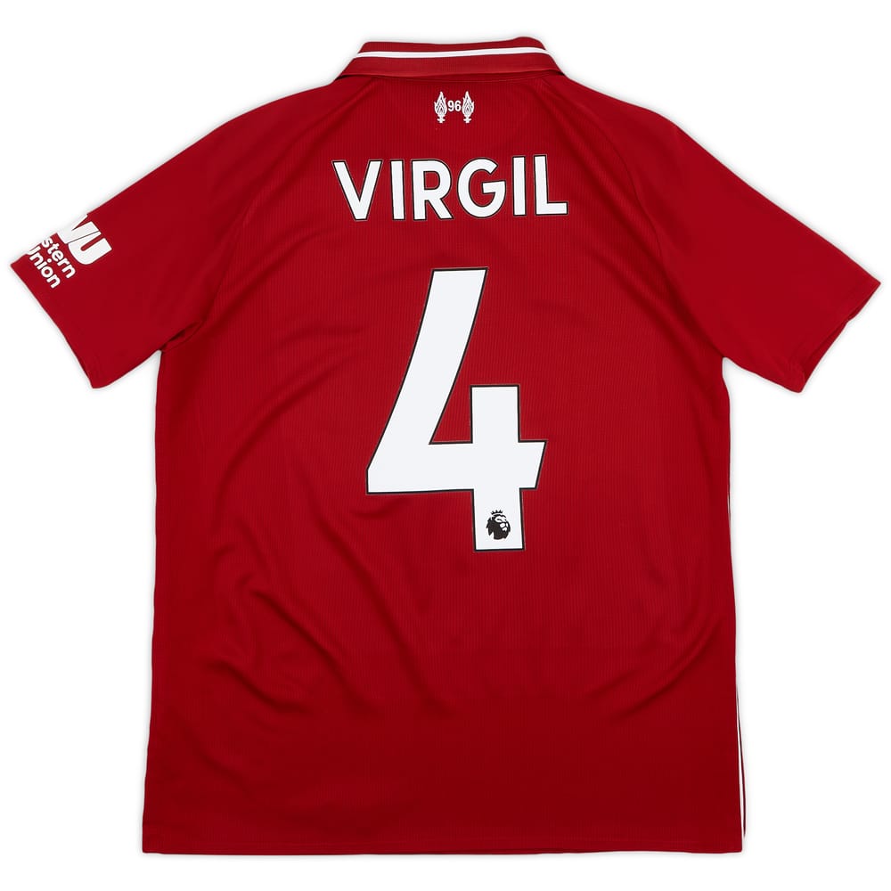 2018-19 Liverpool Home Shirt Virgil #4 - 6/10 - (XL.Boys)