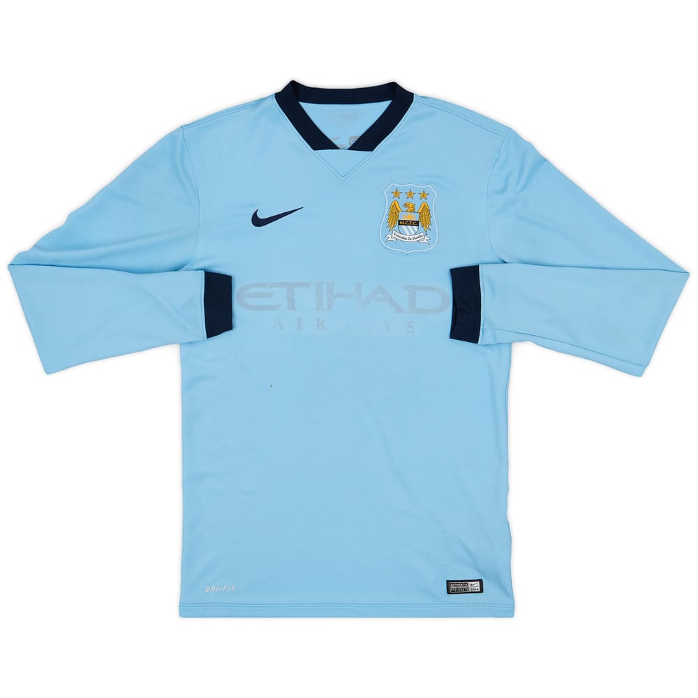 2014-15 Manchester City Home L/S Shirt - 4/10 - (S)