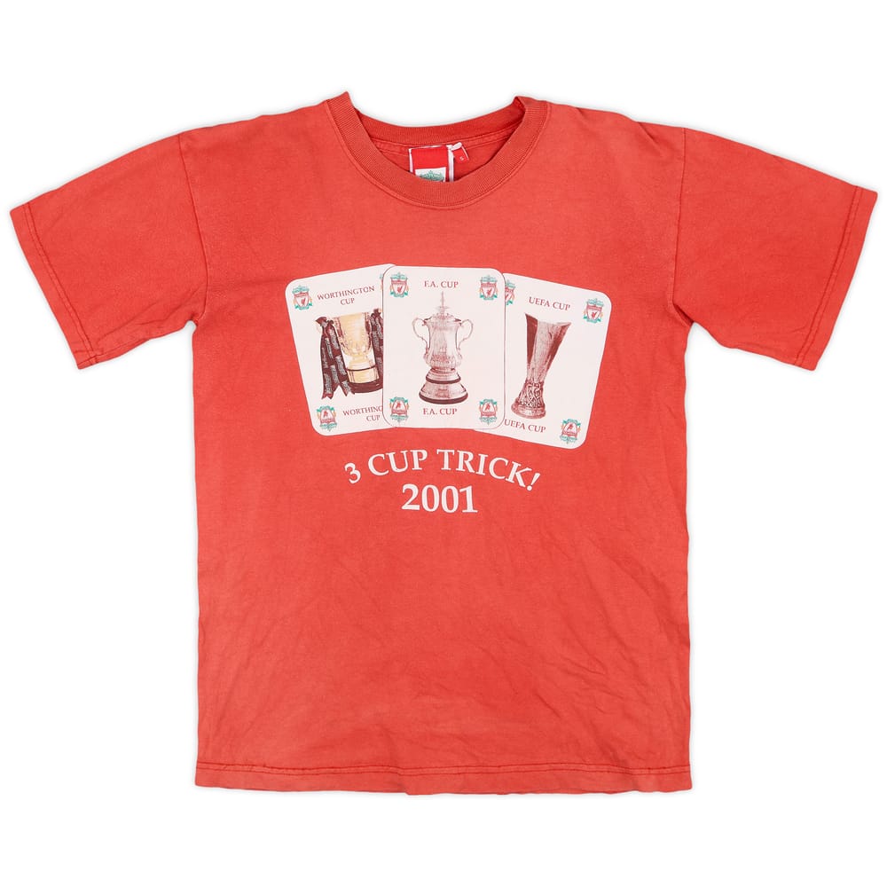 2001-02 Liverpool 2001 Treble Cup Winners Graphic Tee - 3/10 - (S)
