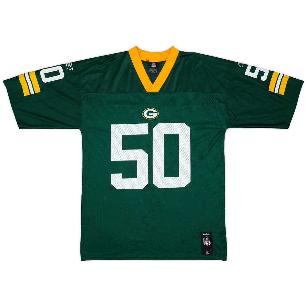 2008-11 Green Bay Packers Hawk #50 Reebok Replica Home Jersey - 8/10 - (L)