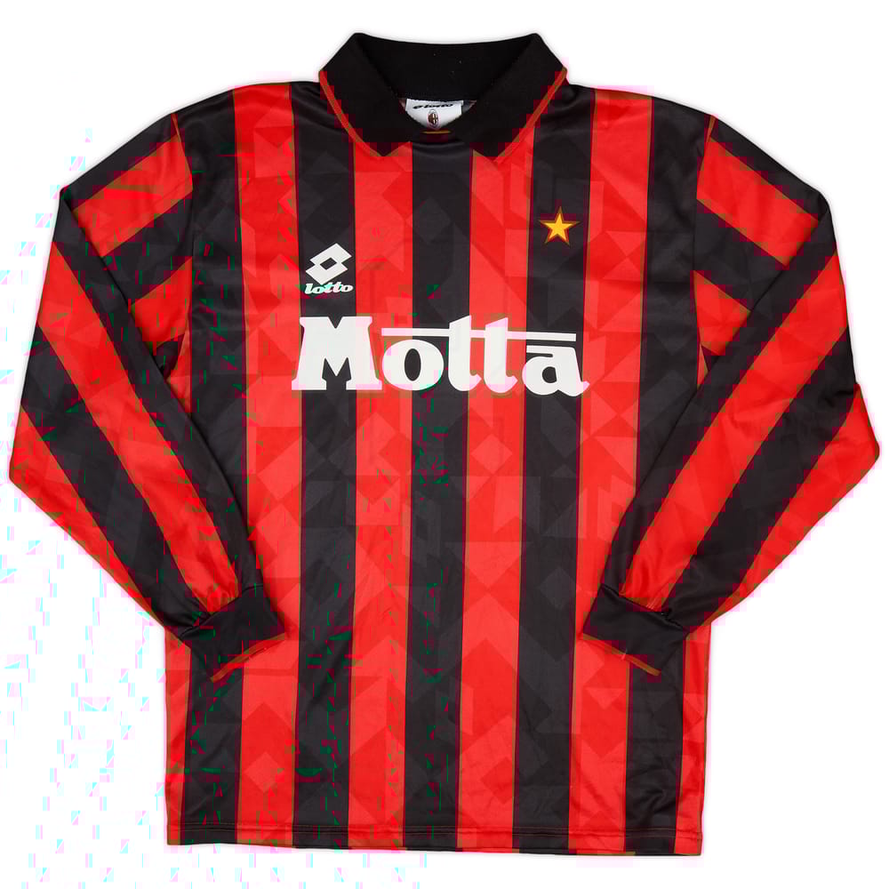 1993-94 AC Milan Home L/S Shirt #9 - 8/10 - (XL.Boys)