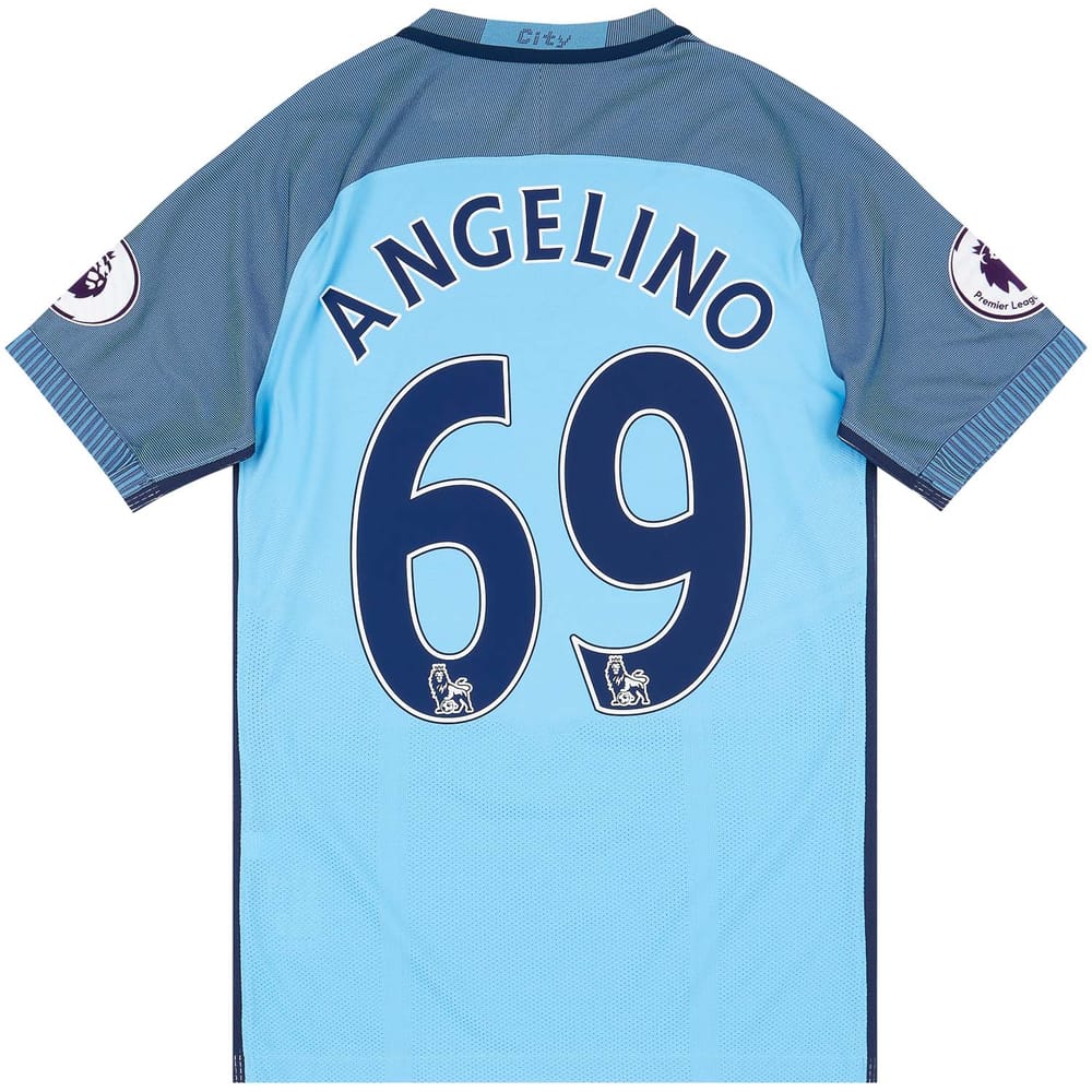 2016-17 Manchester City Match Issue Home Shirt Angelino #69 M