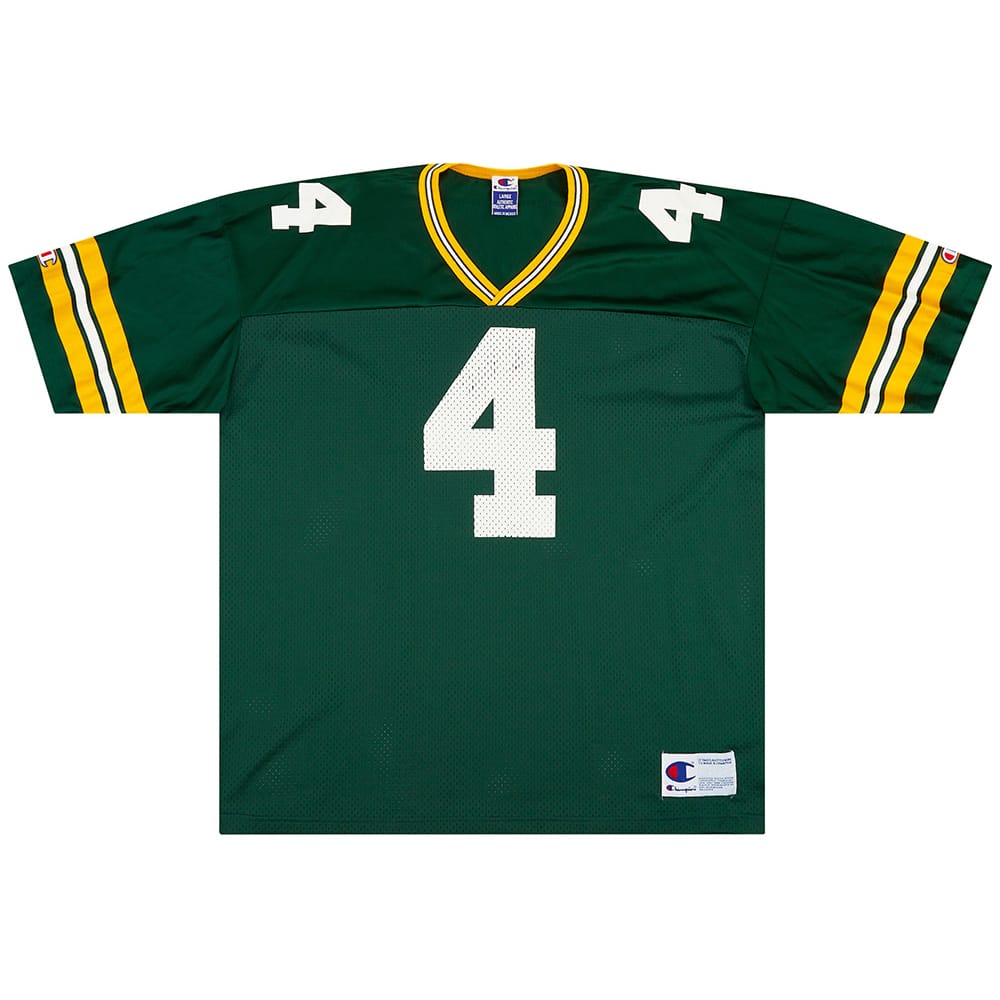 1997-99 Green Bay Packers Favre #4 Champion Home Jersey (Excellent) L