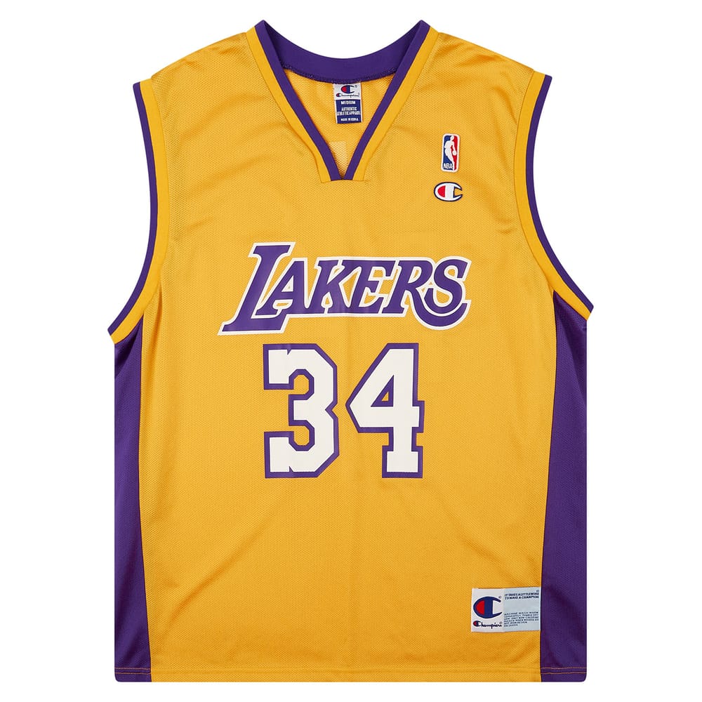 1999-02 LA Lakers O'Neal #34 Champion Home Jersey (Excellent) XXL