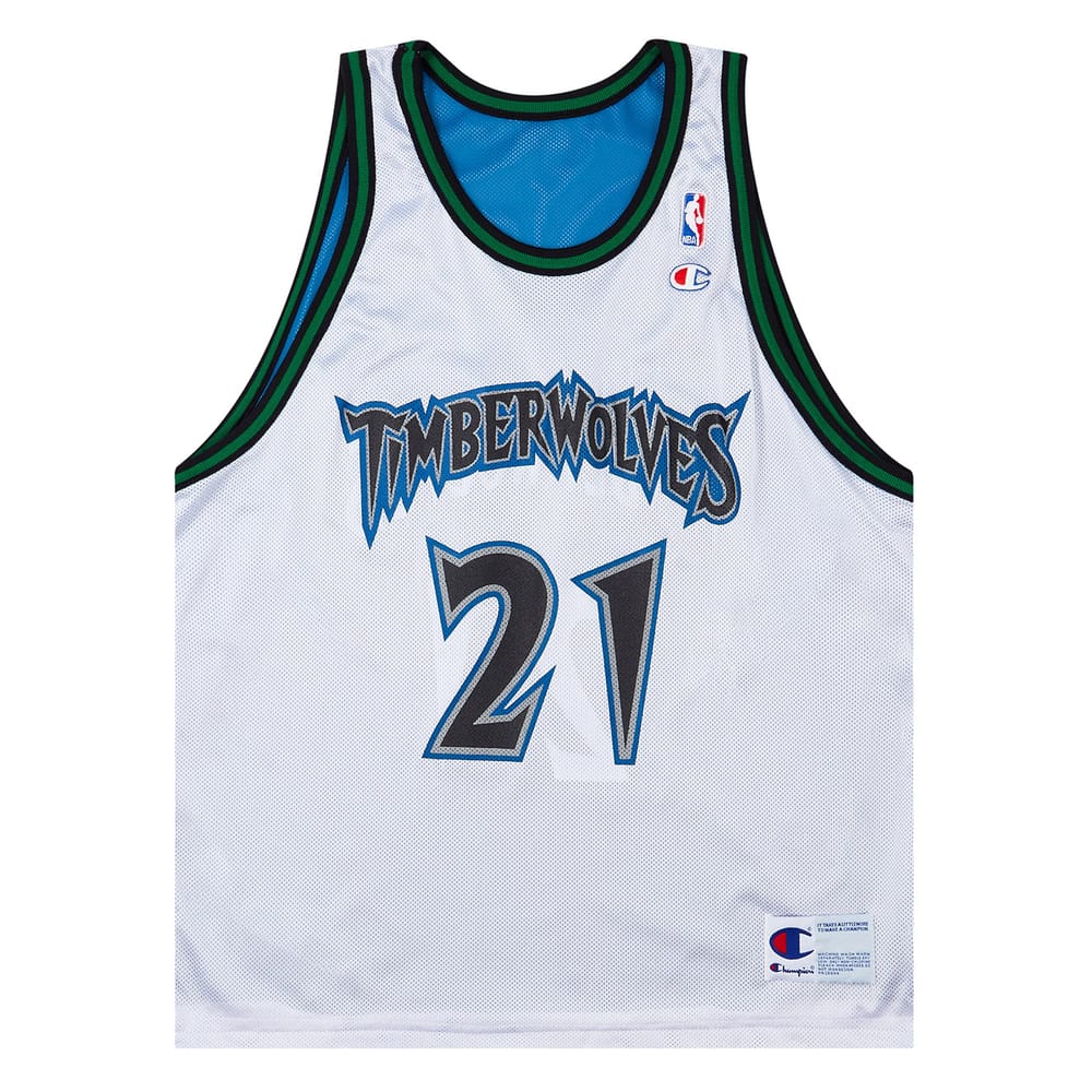 1996-02 Minnesota Timberwolves Garnett #21 Champion Home Reversible Jersey (Excellent) L