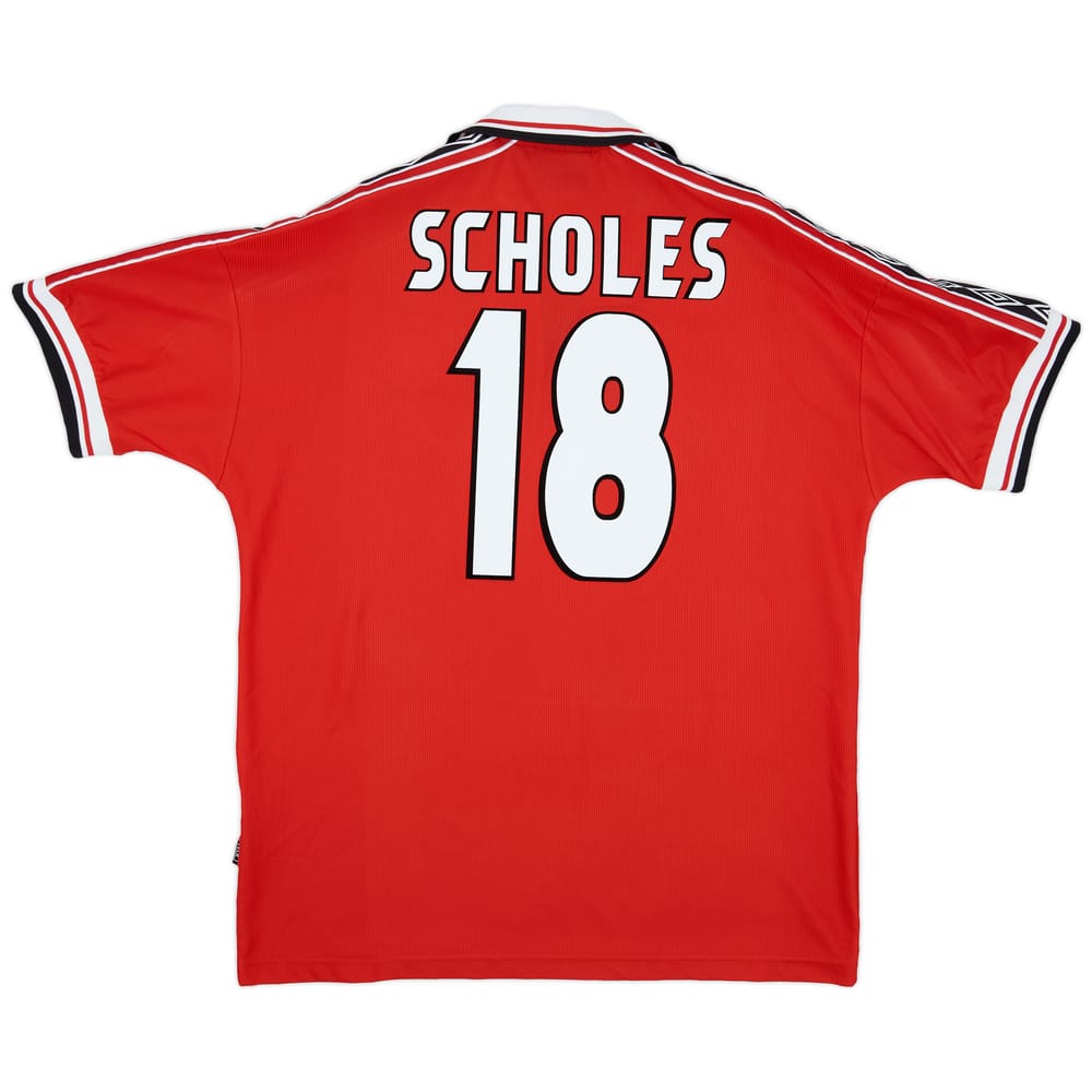 1998-00 Manchester United Home Shirt Scholes #18 - 7/10 - (XL)