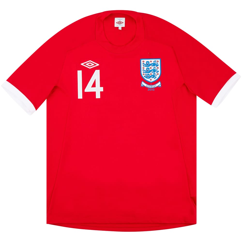 2010 England Match Issue Signed Away Shirt Barry #14 (v Germany)