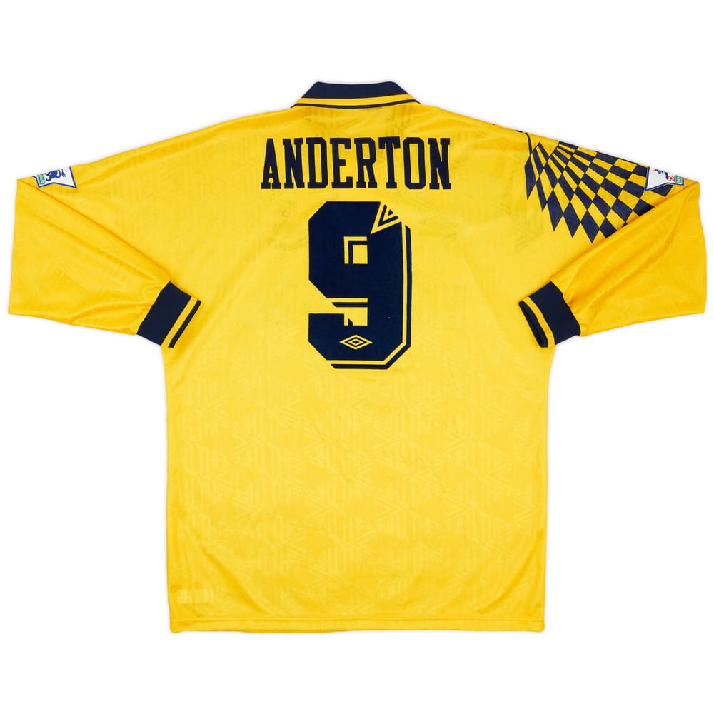 1992-95 Tottenham Match Issue Signed Away Shirt Anderton #9