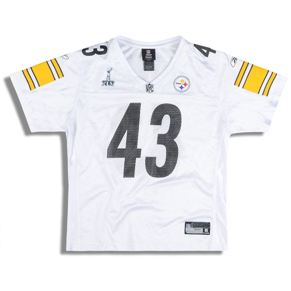 2011 Pittsburgh Steelers Super Bowl XLV Polamalu #43 Reebok Jersey (Away) Womens (XL)