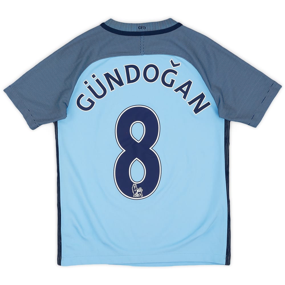 2016-17 Manchester City Home Shirt Gundogan #8 - 7/10 - (M.Boys)