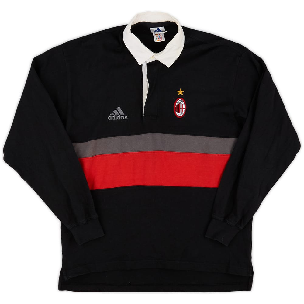 2000-01 AC Milan adidas Rugby Polo L/S Shirt - 9/10 - (S)