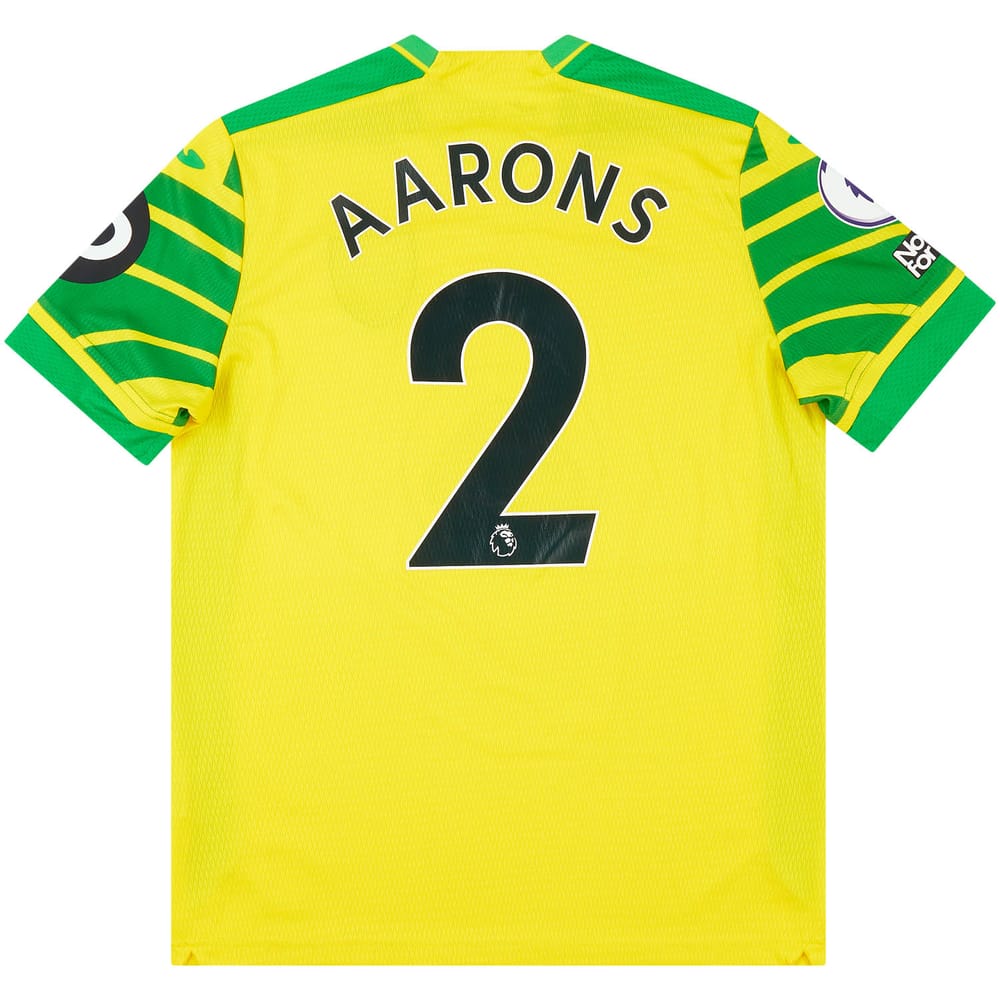 2021-22 Norwich Match Issue Home Shirt Aarons #2 (v Manchester United)