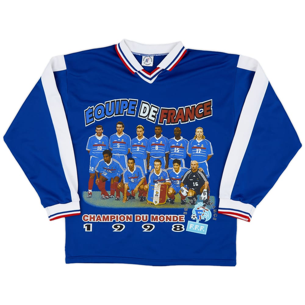 1998 France 'Champion du Monde' L/S Shirt - 8/10 - (XL.Boys)
