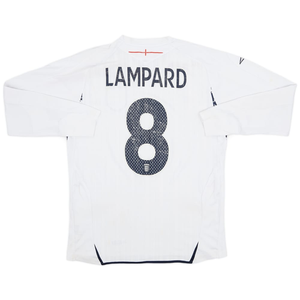 2007-09 England Home L/S Shirt Lampard #8 - 5/10 - (M)