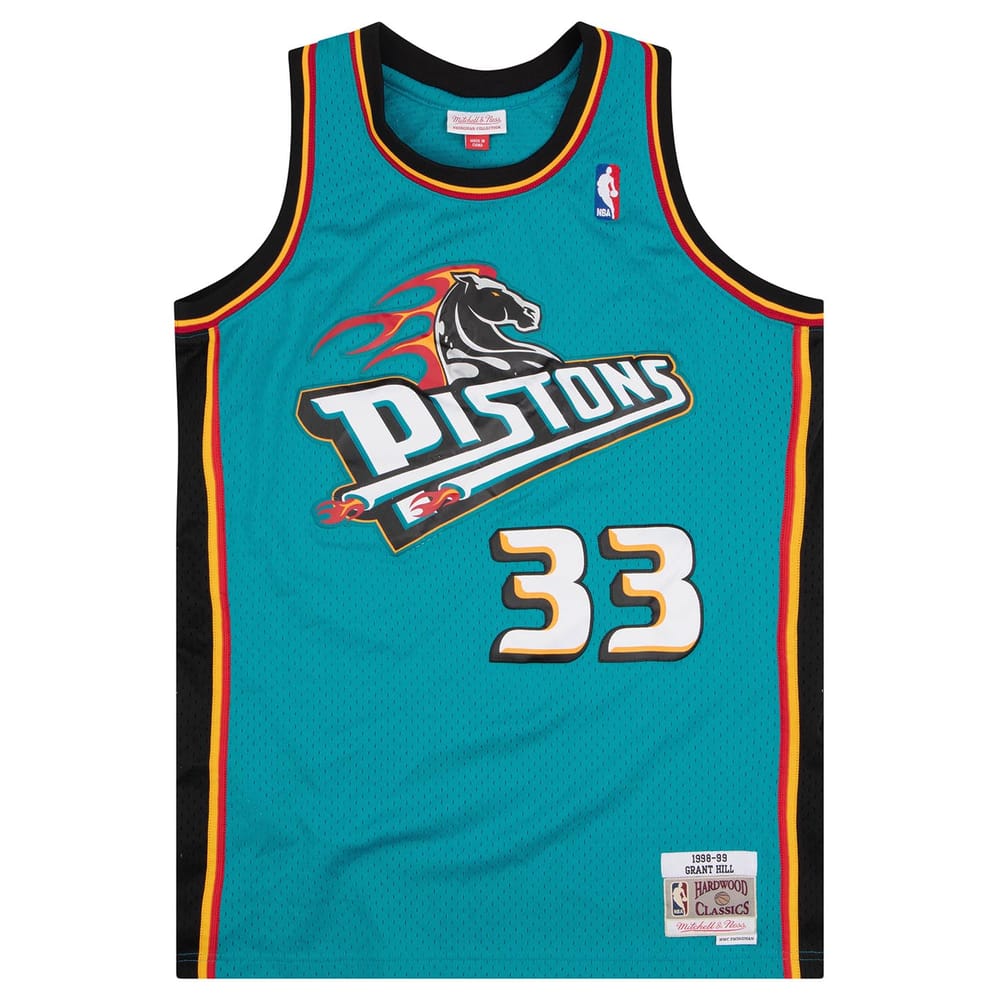 1998-99 Detroit Pistons Hill #33 Mitchell & Ness Jersey (Away) L