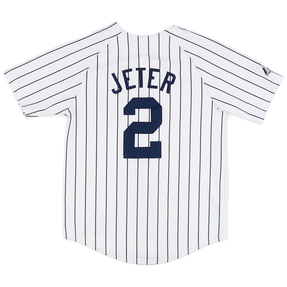 2004-08 New York Yankees Jeter #2 Majestic Home Jersey - 5/10 - (S.Boys)