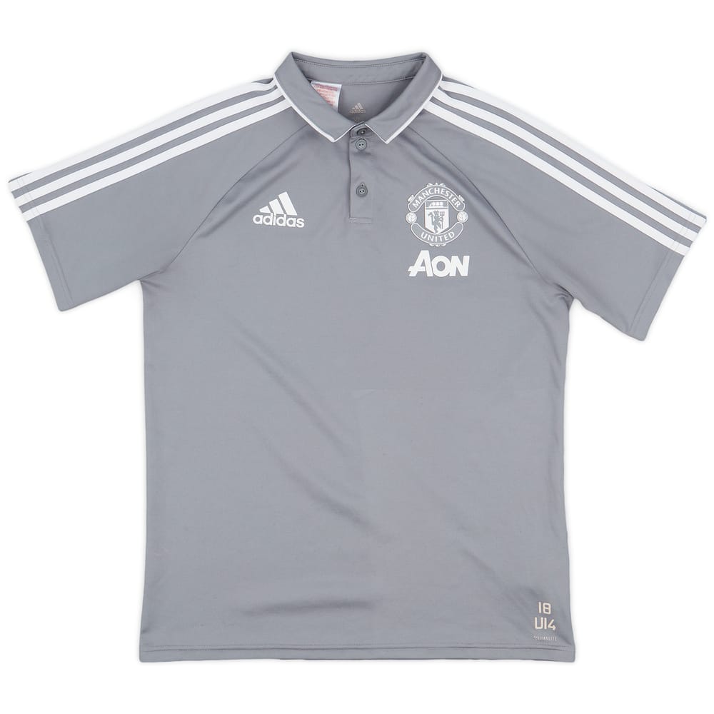 2017-18 Manchester United Youth Player Issue adidas Polo Shirt #18 - 8/10 - (XL.Boys)