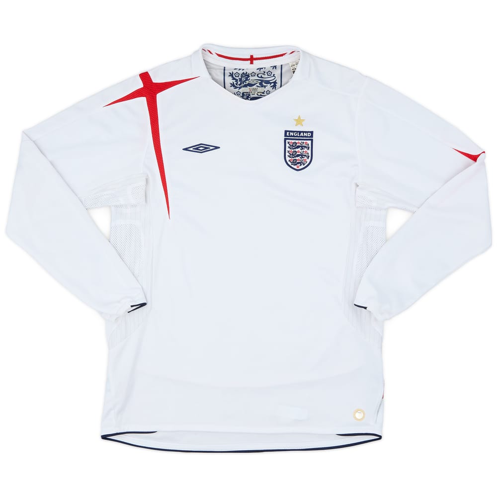 2005-07 England Home L/S Shirt - 7/10 - (XL.Boys)