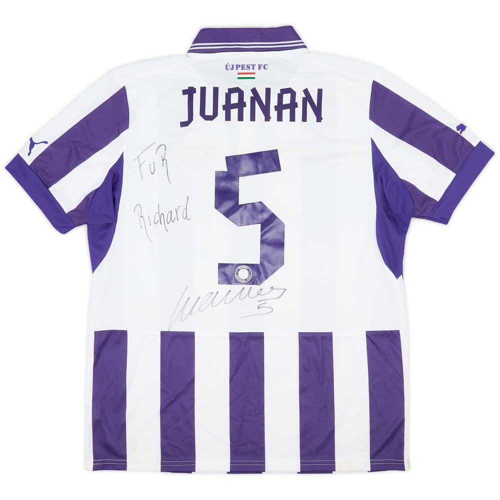 2013-15 Ujpest Match Issue Signed Home Shirt Juanan #5