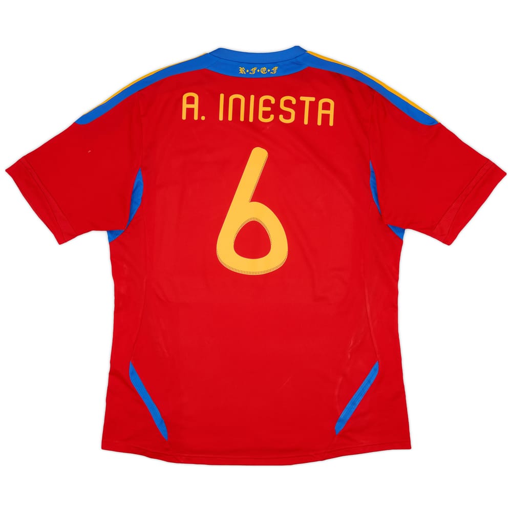 2010-11 Spain Home Shirt A.Iniesta #6 - 9/10 - (XL)