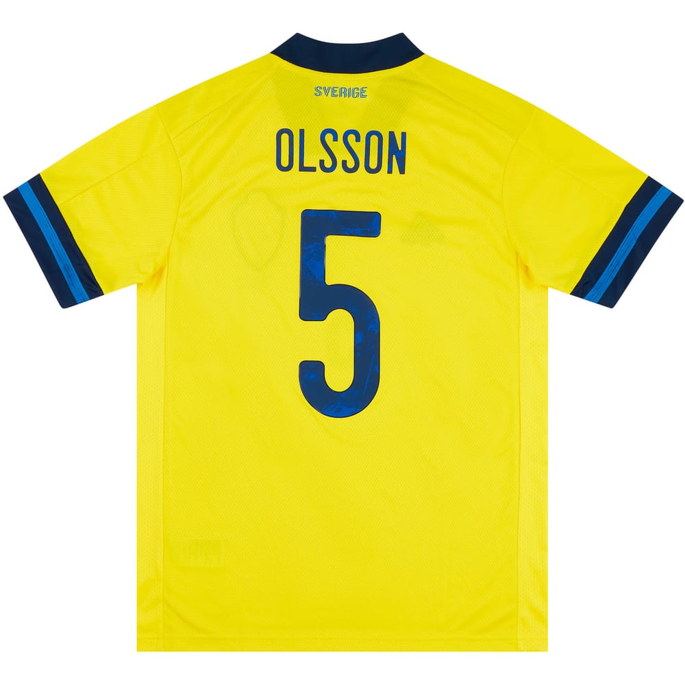 2021 Sweden Match Worn Home Shirt Olsson #5 (v Uzbekistan)