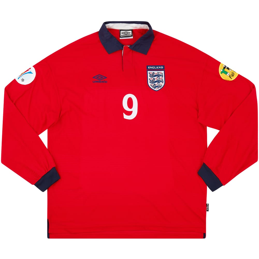2000 England Match Issue European Championship Away L/S Shirt Shearer #9