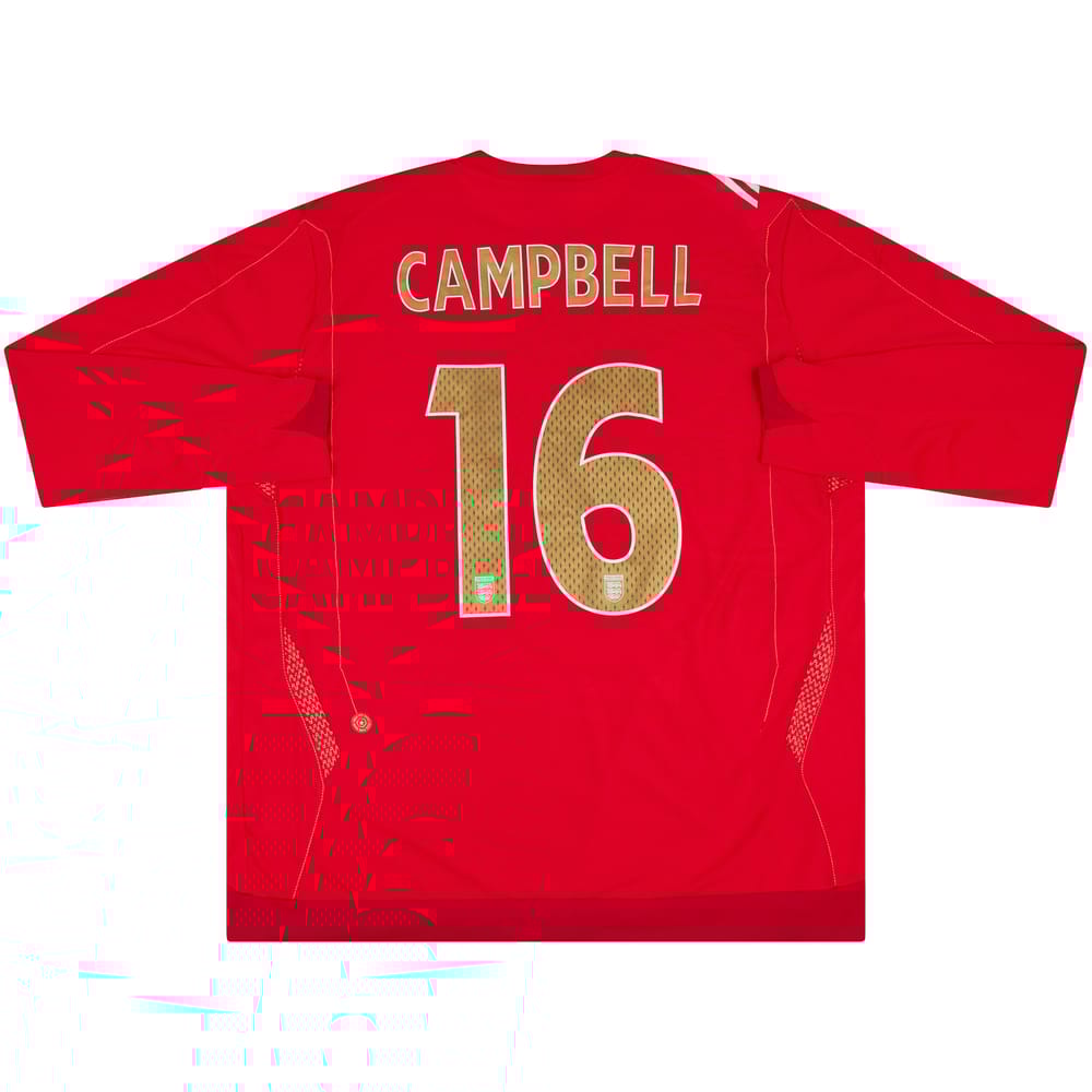 2006-07 England Match Issue Away L/S Shirt Campbell #16