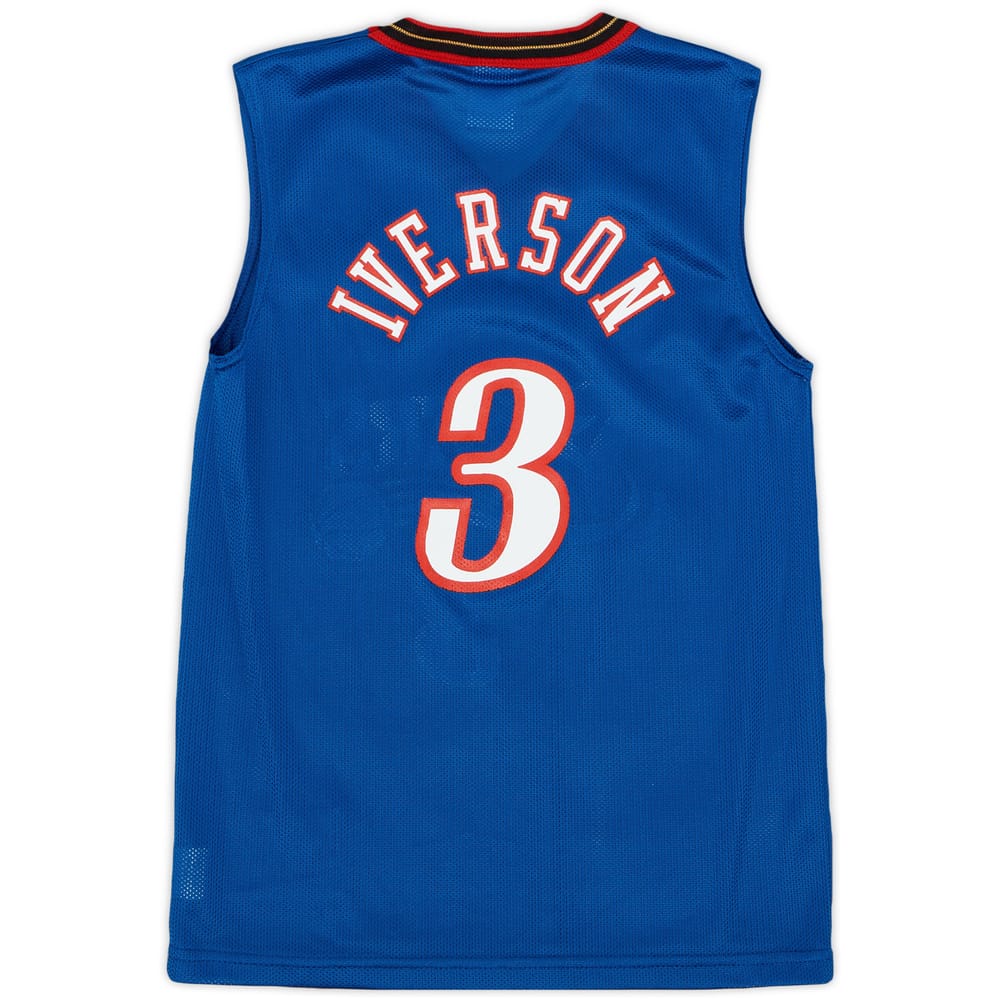2000-02 Philadelphia 76ers Iverson #3 Champion Alternate Jersey - 10/10 - (S.Boys)