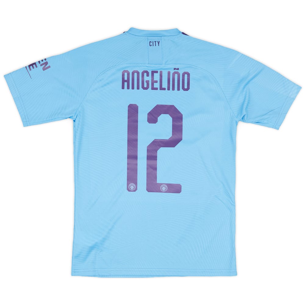 2019-20 Manchester City Match Issue Carabao Cup Home Shirt Angelino #12