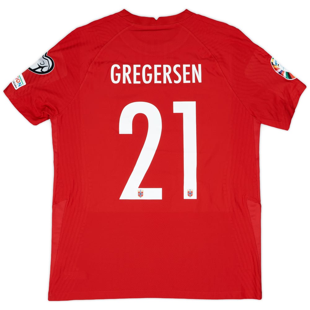 2022-23 Norway Match Issue European Championship Home Shirt Gregersen #21