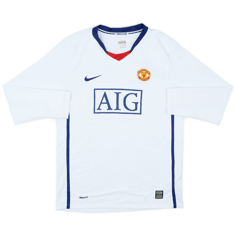 2008-10 Manchester United Away L/S Shirt - 8/10 - (XL.Boys)