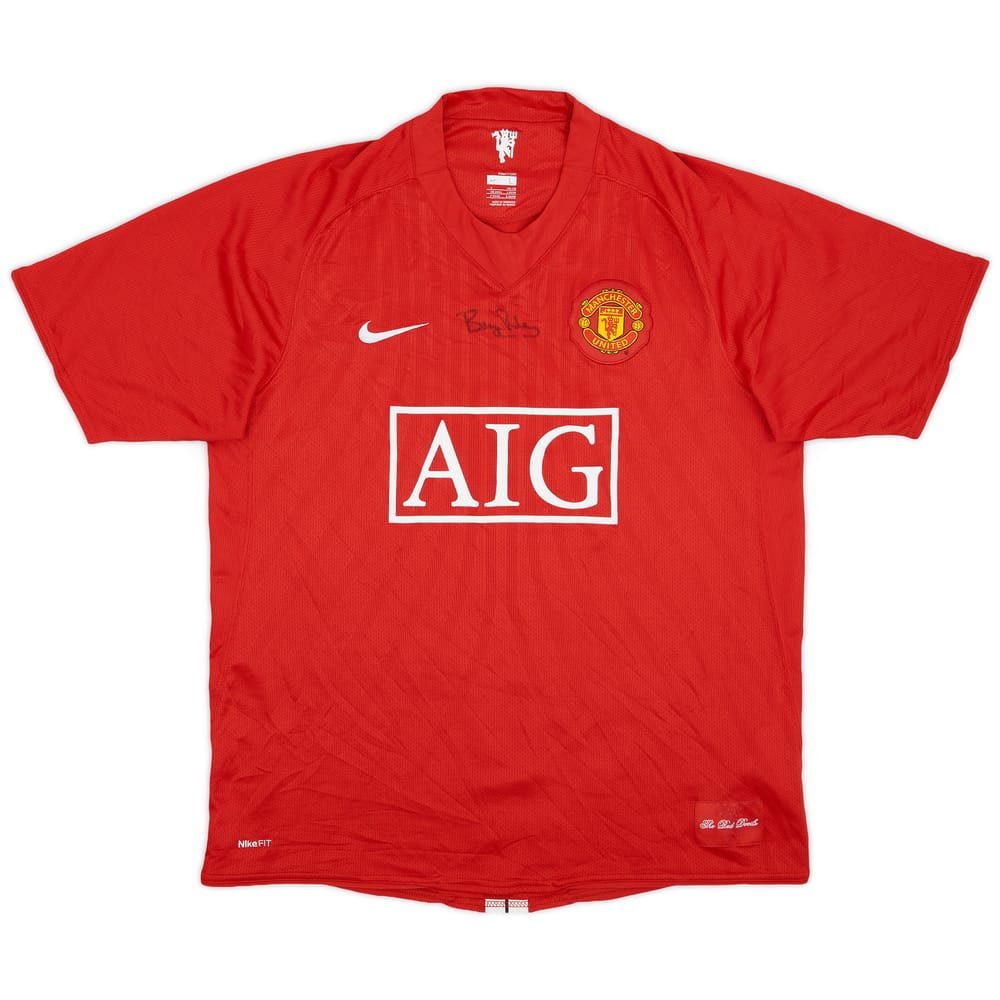 2007-09 Manchester United Signed Home Shirt - 8/10 - (L)