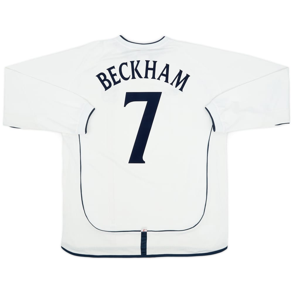 2001-03 England Home L/S Shirt Beckham #7 - 9/10 - (XL)