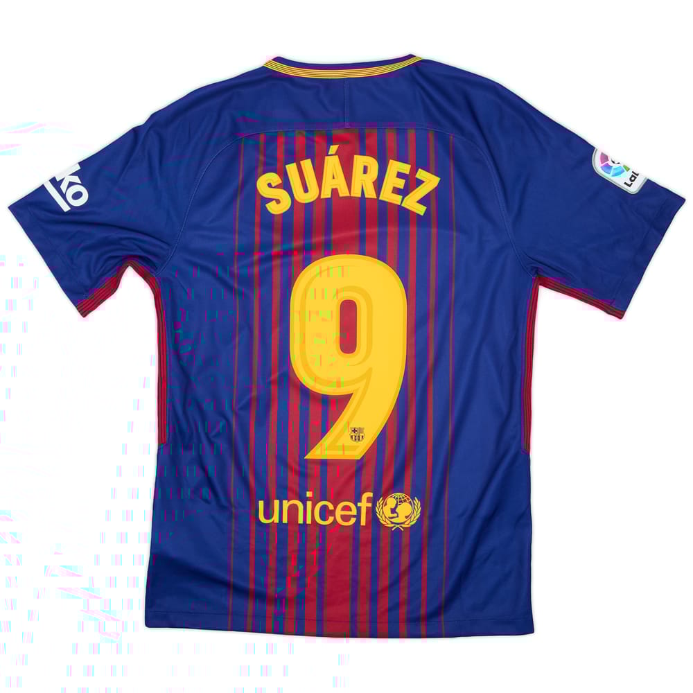 2017-18 Barcelona Home Shirt Suarez #9 - 8/10 - (S)