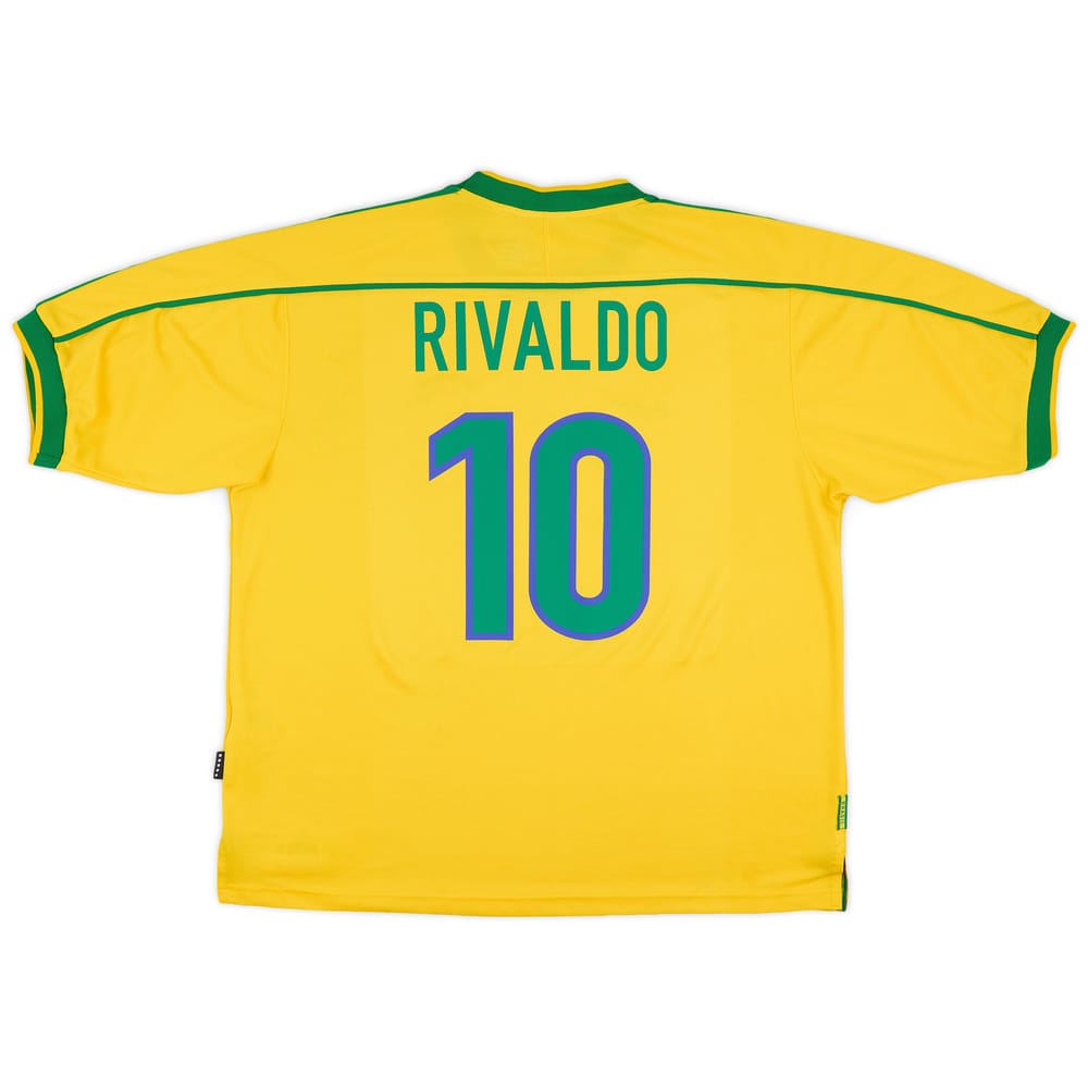 1998-00 Brazil Home Shirt Rivaldo #10 - 7/10 - (XXL)