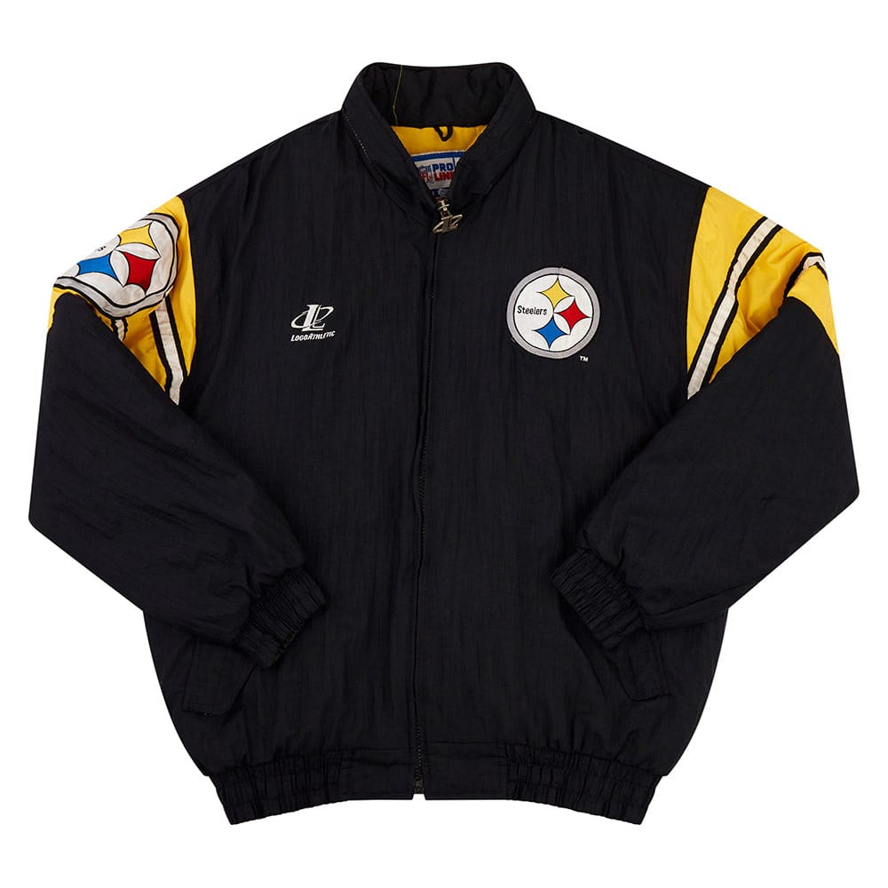 1990s Pittsburgh Steelers Logo Athletic Rain Coat L