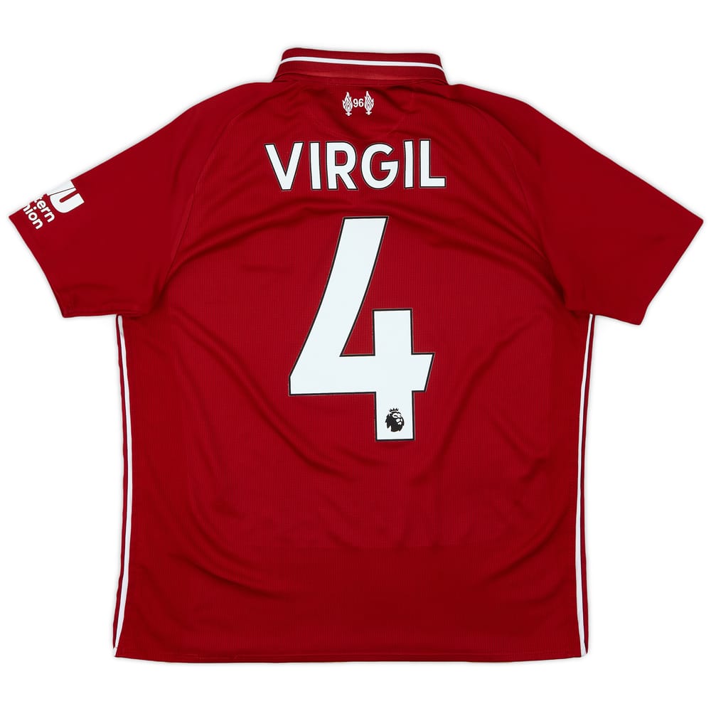 2018-19 Liverpool Home Shirt Virgil #4 - 6/10 - (XL.Boys)