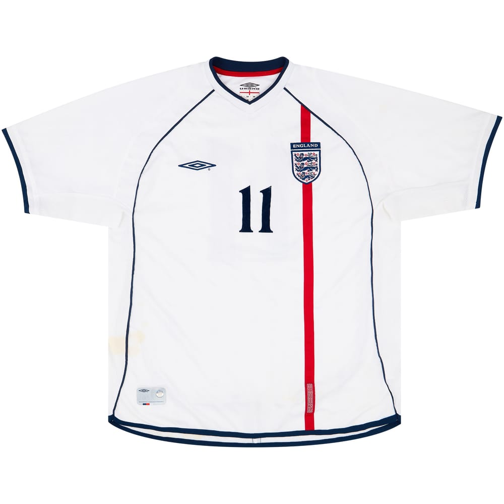 2001-02 England Match Issue Home Shirt #11 (Heskey)