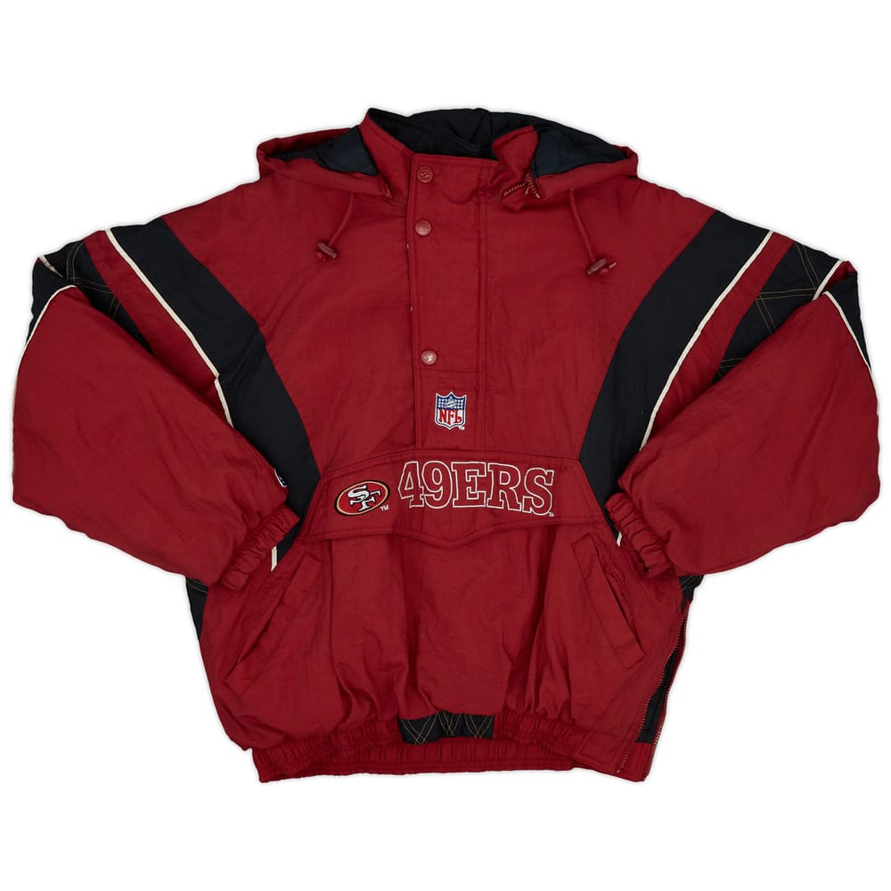 1996-99 San Francisco 49ers Starter 1/2 Zip Hooded Rain Coat - 6/10 - (L)