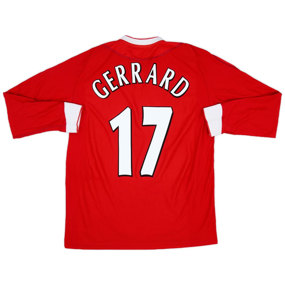 2002-04 Liverpool Home L/S Shirt Gerrard #17 - 8/10 - (L)