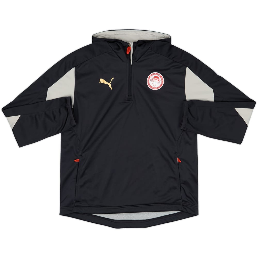 2010-11 Olympiakos Puma 1/4 Zip Hooded Top - 8/10 - (S)