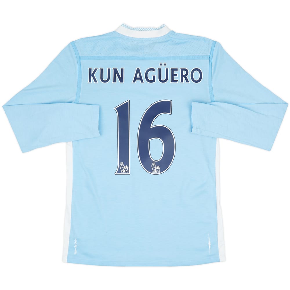 2011-12 Manchester City Home L/S Shirt Kun Aguero #16 - 7/10 - (M)