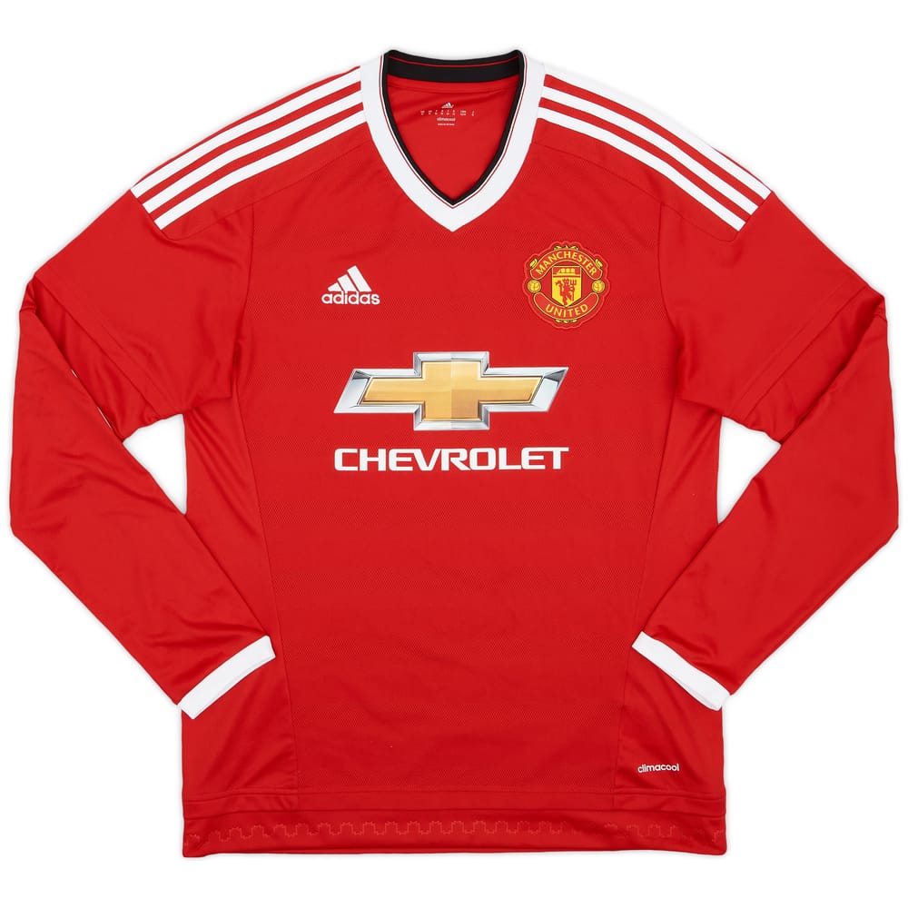 2015-16 Manchester United Home L/S Shirt - 9/10 - (M)