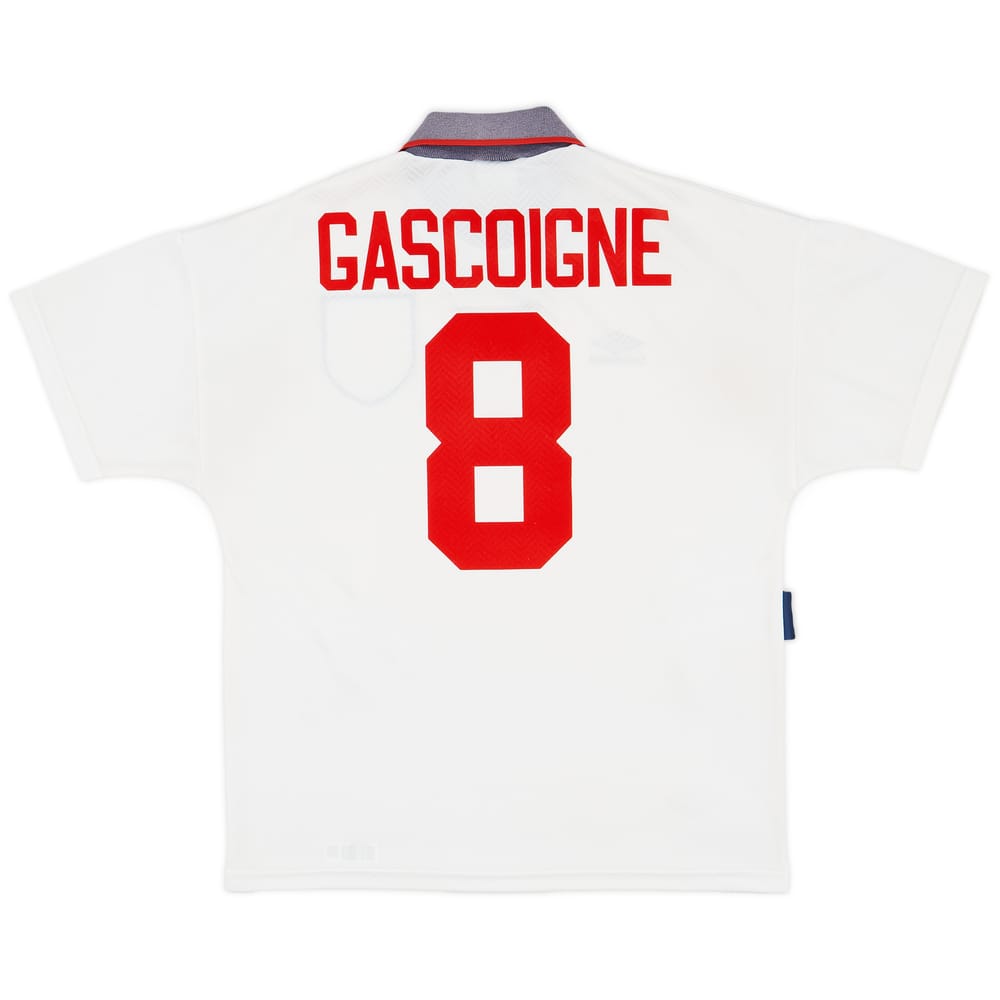 1993-95 England Home Shirt Gascoigne #8 - 6/10 - (L)